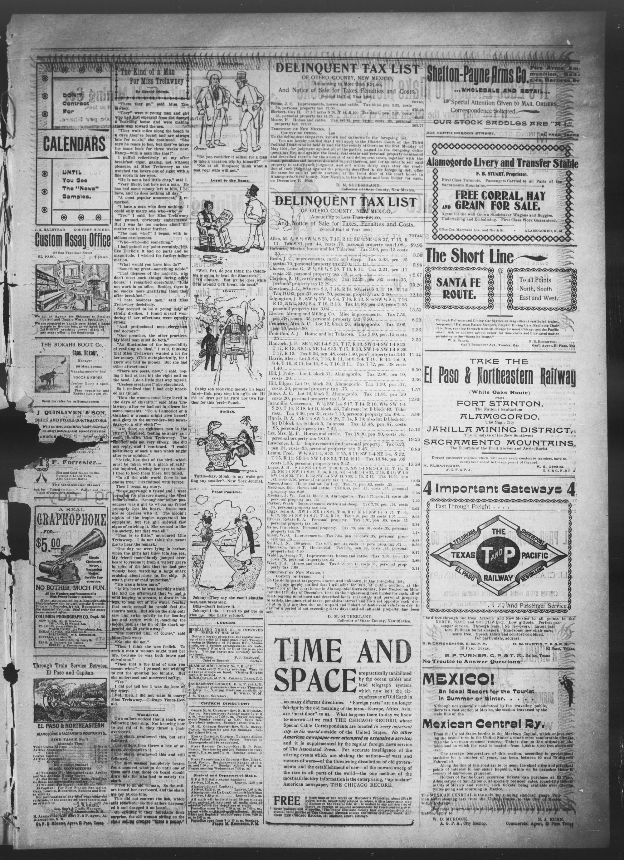 The Alamogordo News (15 November 1900, Page 3)