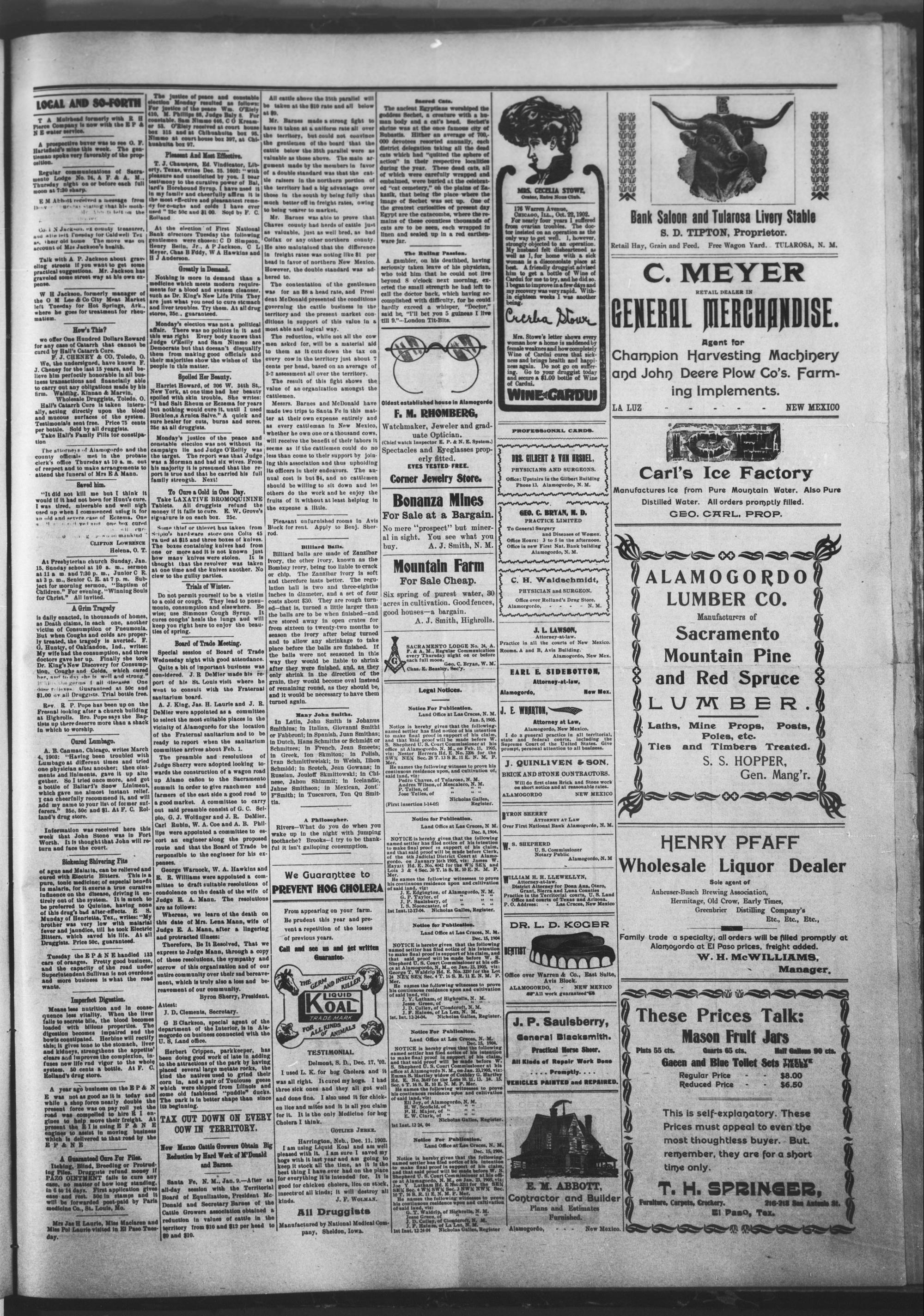 The Alamogordo News (14 January 1905, Page 3)